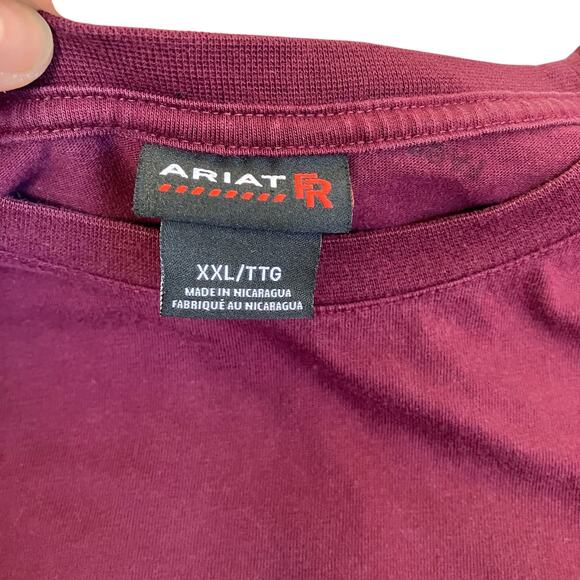 ARIAT Mens Flame Resistant American Raptor Long Sleeve Work T-shirt Burgundy - Picture 9 of 16